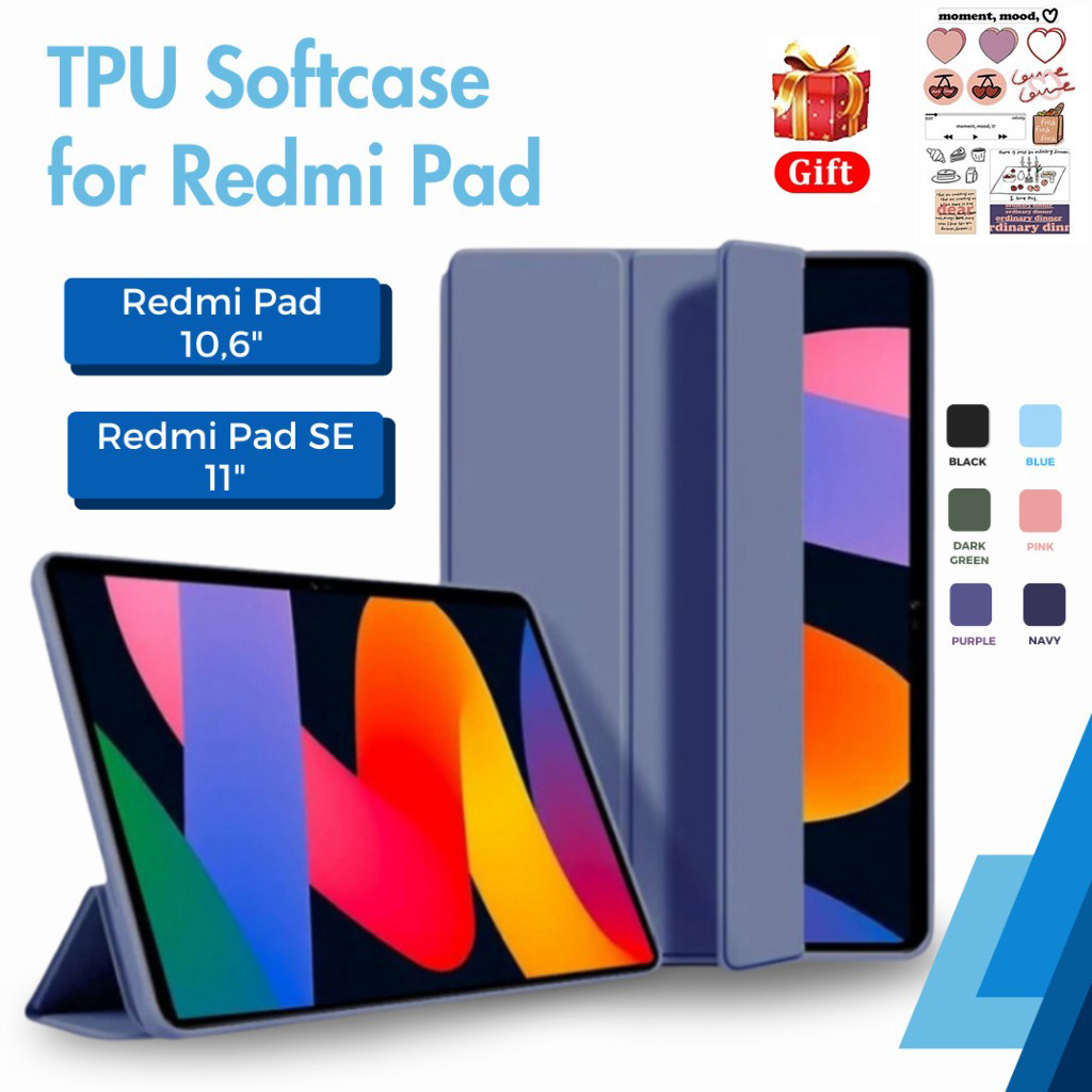 Ốp lưng Redmi Pad SE 11 "Inch / Redmi Pad 10.6" Vỏ máy tính bảng gấp ba với hộp đựng từ tính tự động ngủ và đánh thức
