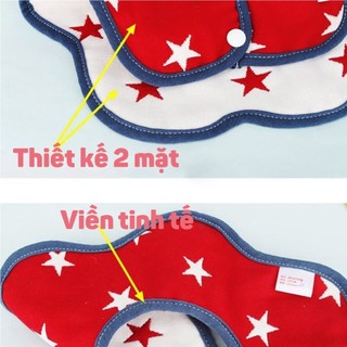 Yếm tròn xoay cho bé, yếm xô tròn hoa sáng màu 2 Mặt Xoay 360 Độ 6 lớp THẢO NHI KID