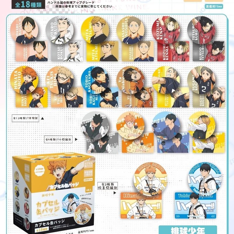 Haikyuu!! Bộ huy hiệu hộp mù 75mm – Chân sưu tập đầy màu sắc cho Itabag & Display