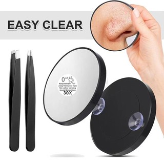 Gương phóng đại đầu đen BRYVEN, Gương mỹ phẩm mở rộng tròn 10 / 20 / 30X, có cốc hút Tiết kiệm không gian Gương trang điểm phòng tắm độ phân giải cao Người phụ nữ