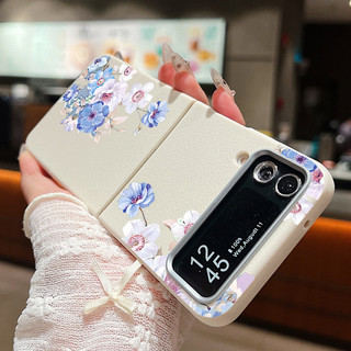 Ốp Họa Tiết Hoa Cho Samsung Galaxy Z Flip6 Flip5 Flip4 Flip3 Flip 6 5 4 3 5G Họa Tiết Da Mềm TPU Gấp Điện Thoại