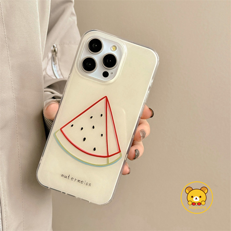 Ốp Điện Thoại Apple Hoạt Hình Dễ Thương Cho Redmi Note 14 13 12 Turbo 4 3 11T 11 10 Pro Plus 5G Vỏ Kem Dưa Hấu Màu Trắng Chắc Chắn Trong Suốt Ốp Lưng