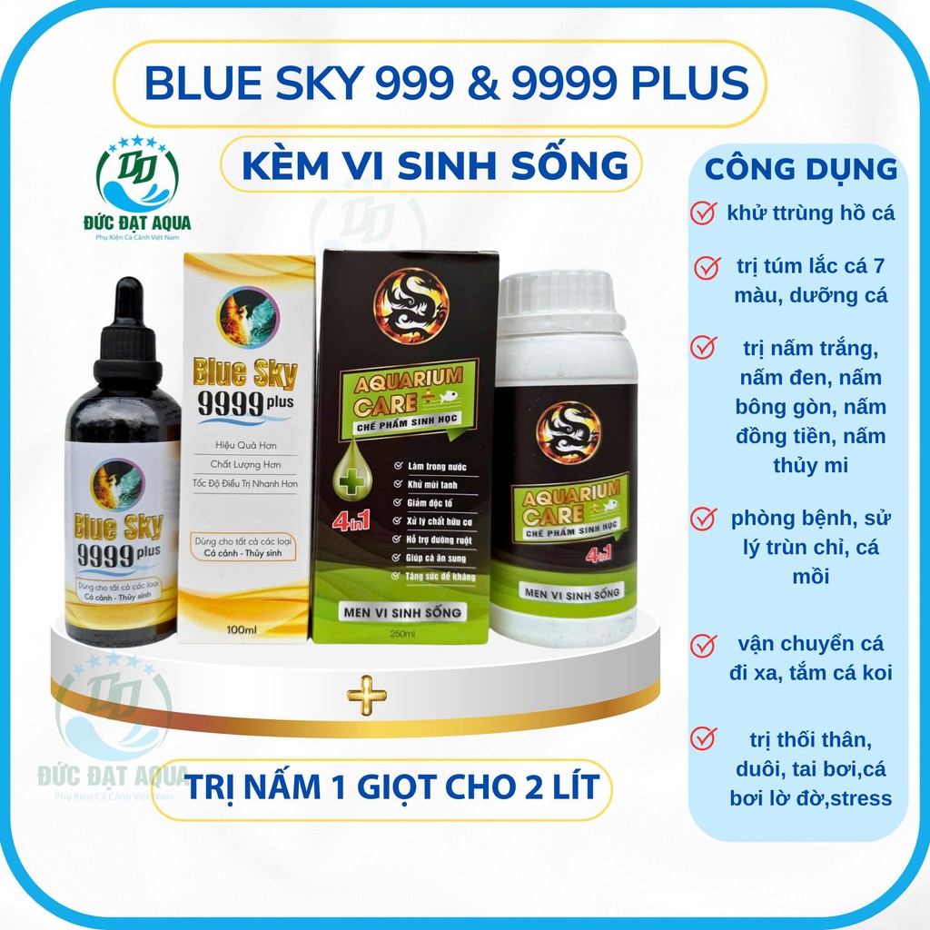 blue sky plus 999 & 9999 10ml, 50ml. 100ml Tặng 1 chai Vi Sinh Aquarium Care 50ml, 100ml, 250ml 3