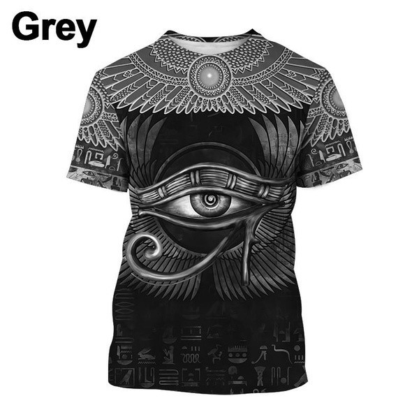Áo thun thời trang mới về, unisex, in 3D mặt thần Horus cổ đại, mắt thần Ai Cập, mặt pharaoh Anubis, thời trang đường phố