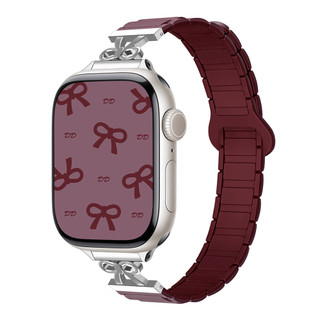 Bow shaped three silicone magnetic strap For Apple Watch Ultra 46/44/40/49/45/41/42/38/45mm iwatch Series Ultra/10/9/8/7/6/5/4/3/2/1