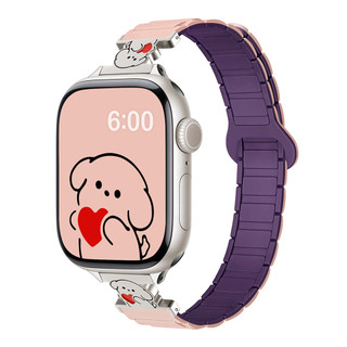 Dây đeo từ tính hình chó ba dây silicon cho Apple Watch Ultra 46 / 44 / 40 / 49 / 45 / 41 / 42 / 38 / 45mm iwatch Series Ultra / 10 / 9 / 8 / 7 / 6 / 5 / 4 / 3 / 2 / 1