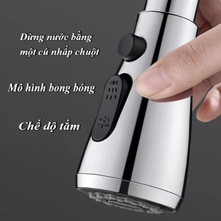 Đầu Vòi Rửa Bát Tăng Áp 3 Chế Độ Phun, Xoay 360 Độ, Sục Khí Chống Bắn, Dây Rút Tiện Lợi