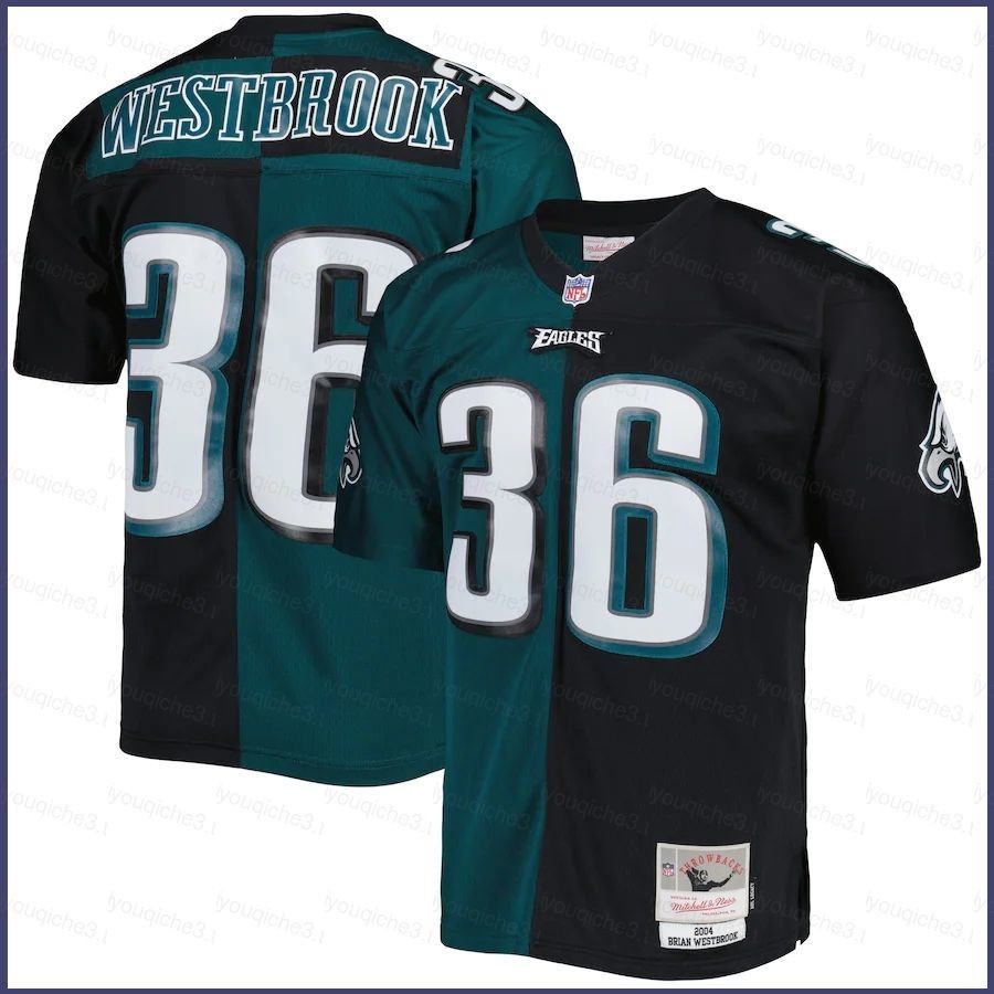 Sy3 2004 NFL Philadelphia Eagles Jersey Westbrook No.36 Áo Bóng Đá Cổ Điển Huyền Thoại Thể Thao Áo Người Hâm Mộ Phiên Bản YS3