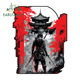 EARLFAMILY 13cm x 10.4cm Samurai Hoa Anh Đào Xe Miếng Dán Kính Chắn Gió Xe Máy Mũ Bảo Hiểm Ốp Lưng Chống Bánh Vinyl Decal Cá Tính Chống Nắng Hàng Ô Tô