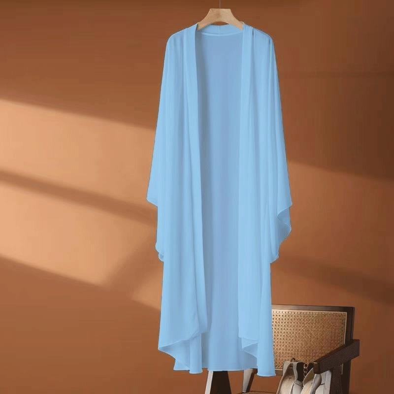 Khăn choàng voan bên ngoài mỏng cỡ lớn tay áo búp bê dài cổ tích Cardigan 雪纺披肩 外搭薄大码蝙蝠袖长款 仙女开衫 4