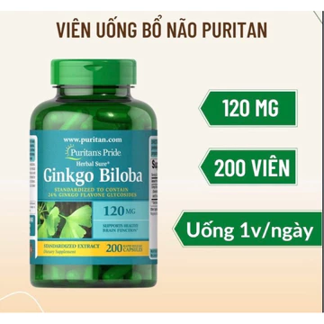 [Date 2028] Viên uống tuần hoàn não Ginkgo Biloba 120mg Puritan's Pride