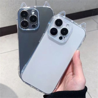 Tai Mèo Transparente TPU Mềm Chống Sốc Ốp lưng iPhone 15 14 13 12 11 Pro Max Plus X XS Max XR 7 8 Plus Ốp Lưng Trong Suốt