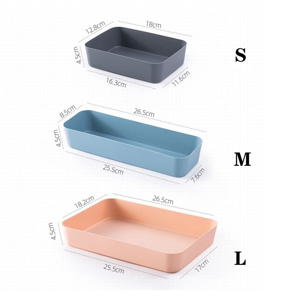 Hộp lưu trữ ngăn kéo MARGREDY, Hộp lưu trữ máy tính để bàn màu trơn có thể xếp chồng lên nhau, Nhựa đơn giản Dung tích lớn Trang sức mỹ phẩm Văn phòng tại nhà