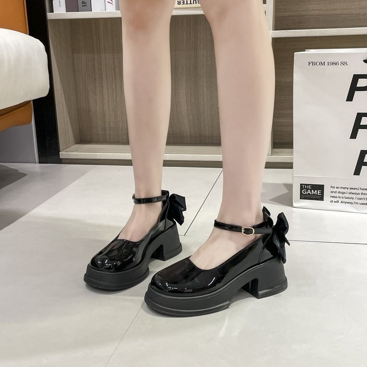 Pháp Mary Jane Giày Da Nhỏ PU Flat Buckle Dây Đeo Phong Cách Cổ Tích Có Váy Đế Dày Cao Gót Giày Nhà Máy Giá Bán Buôn