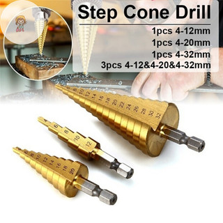 Twe Lớn HSS Thép Bước Nón Mũi Khoan Titan Bộ Lỗ Cắt 4-12 / 20 / 32mm VN