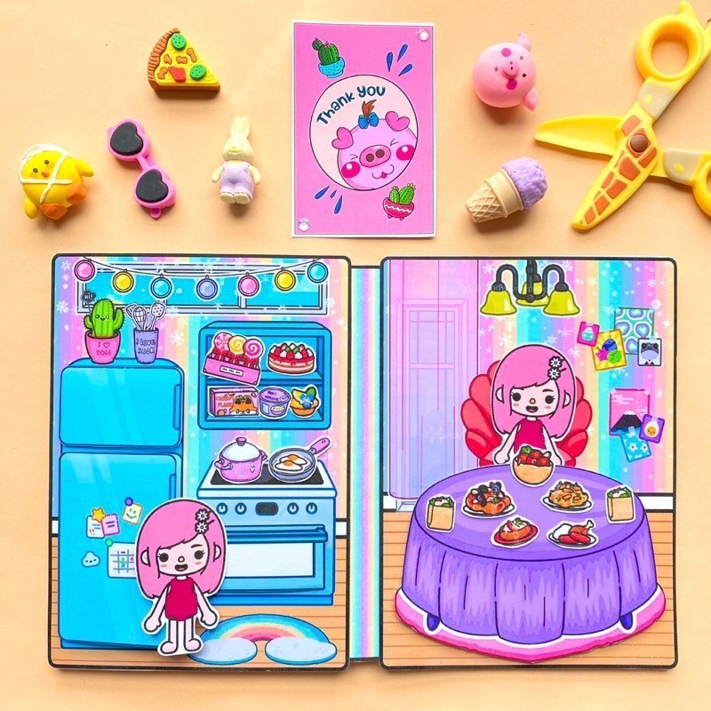 nhà của uyên bóc dán toca boca đồ chơi toca boca toca boca giấy rẻ nhất ngôi nhà đồ chơi cho bé đồ chơi bằng giấy toc