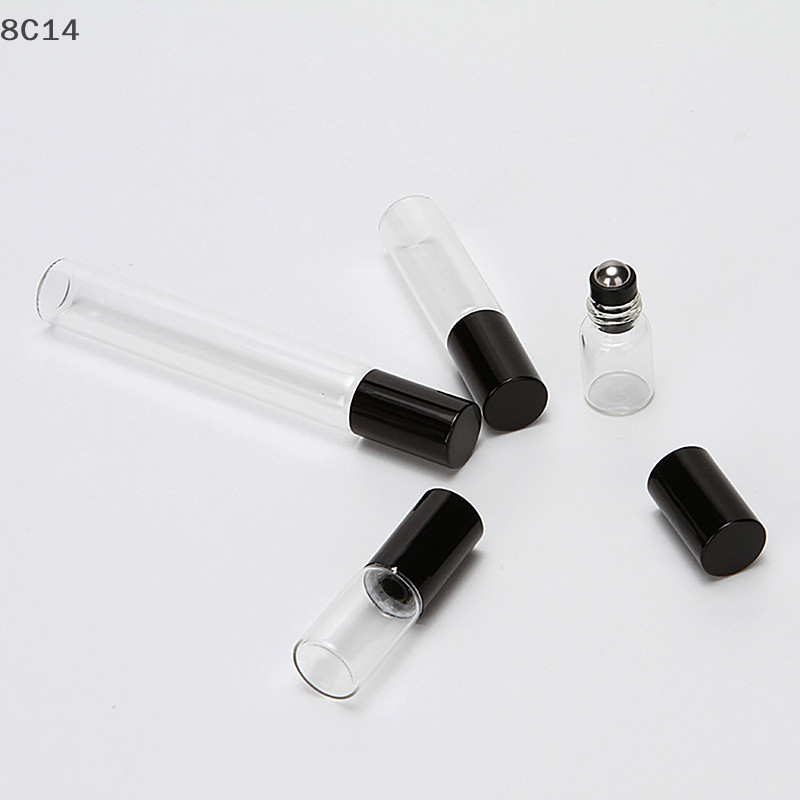 GVERLCRTN 1ml 2ml 3ml 5ml 10ml Chai thủy tinh mỏng màu hổ phách dạng cuộn trên chai rỗng Lọ thử nghiệm mẫu có con lăn [8C]