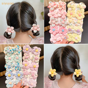 Siyuyan 10 Chiếc Nhiều Màu Sắc Hoa Ngọt Ngào Co Giãn Tóc Thời Trang Dễ Thương Đuôi Ngựa Giá Đỡ Trẻ Em Scrunchies Dây Cao Su Phụ Kiện Tóc VN