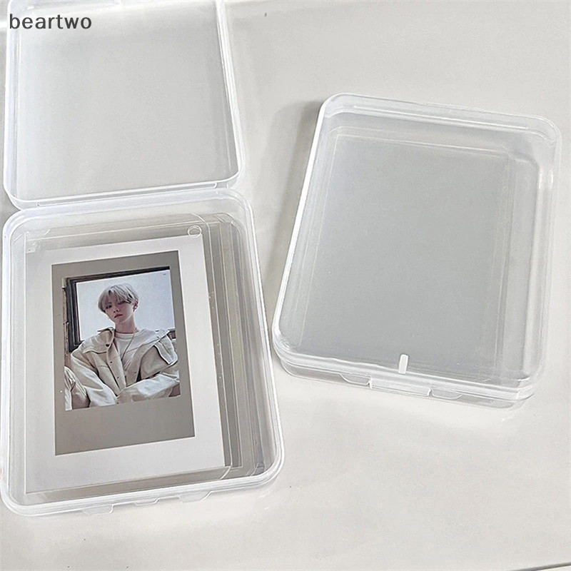 < Beartwo > Hộp lưu trữ bằng nhựa trong suốt Photocards Hộp lưu trữ thẻ nhỏ Hộp sắp xếp đẹp