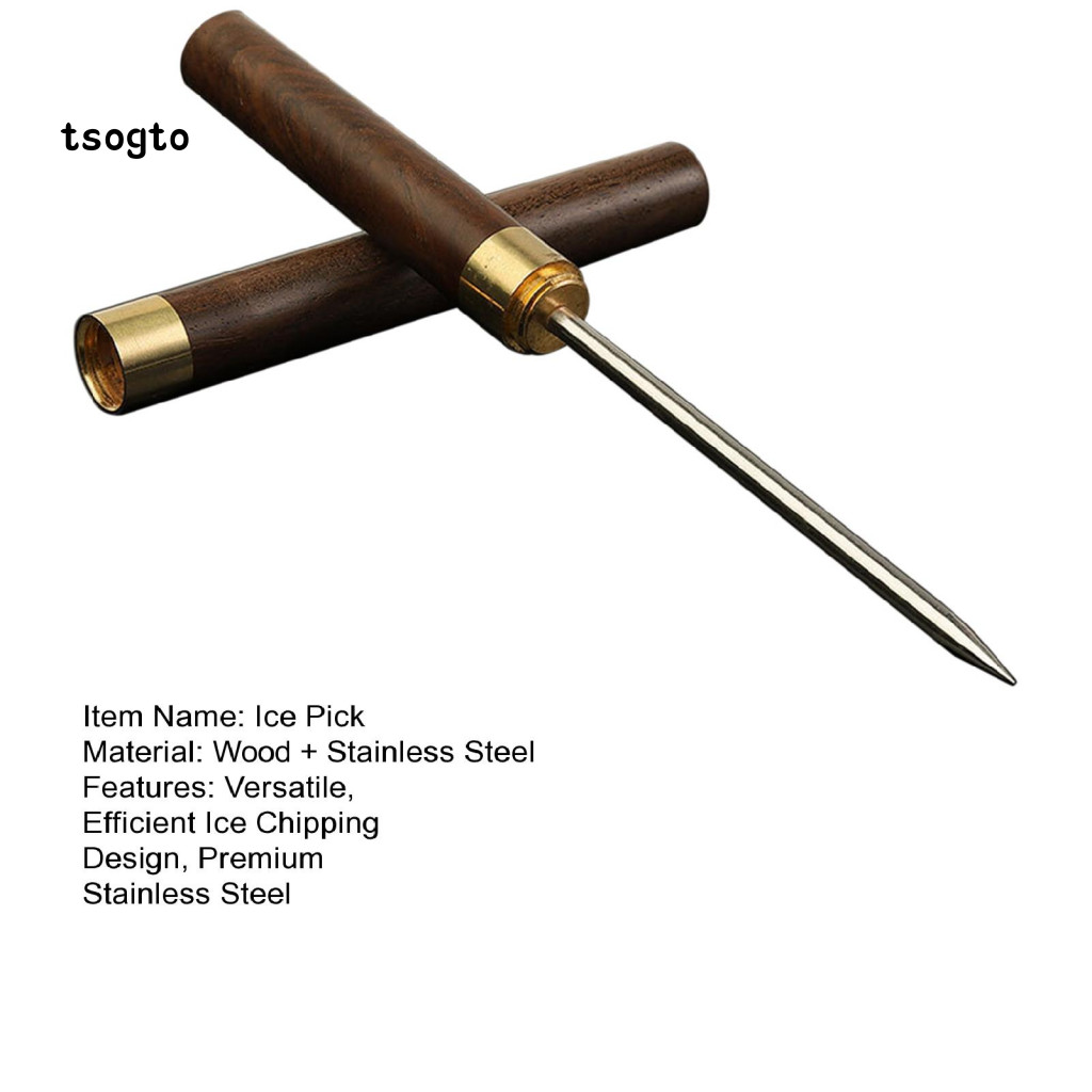 [TS] Tay cầm bằng gỗ Ice Pick Ice Pick cho thanh gia đình Thép không gỉ cao cấp có nắp an toàn và tay cầm bằng gỗ Lý tưởng cho quán Bar nhà bếp Dã ngoại và cắm trại Băng bền