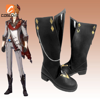 Anime Trò Chơi Genshin Tác Động Tartaglia Cosplay Giày Phù Hợp Với Người Cao Ống Giày Đen Giày Cosplay Trang Phục Phục Phục Hồi Hoàn Hảo