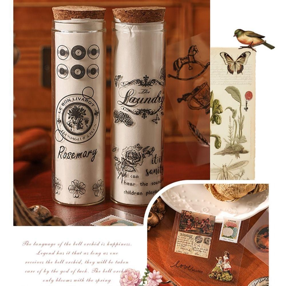GETVOW DIY Sổ Tay Dán, Chất Liệu PET Thêu Sò Vintage Hộp Quà Tặng Dán, Hoạt Hình Chất Lượng Cao Văn Phòng Phẩm Hoạt Hình Dán Trang Trí