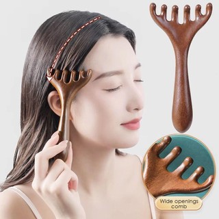 Lược tay cầm dài LUMELAMP, Lược Massage kinh tuyến đầu cầm tay sáu móng, Dụng cụ cào lưng răng rộng chống tĩnh điện để thúc đẩy lưu thông máu