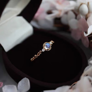 Nhẫn Đá Mặt Trăng Trắng Trong Suốt Cổ Tích Nhẫn Nữ Có Thể Điều Chỉnh Mở Phong Cách Nhật Bản Đầu Thời Trang Tinh Tế Đơn Giản Nhẫn Ngón Trỏ