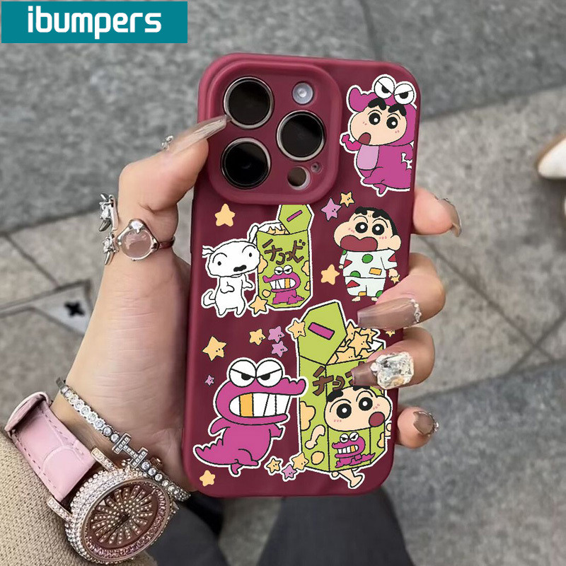 ibumpers Ốp Lưng IPhone Họa Tiết Crayon Shin-chan Dễ Thương Đơn Giản Cho IPhone 16 15 14 12 13 11 Pro Max IP 7 8 Plus X XS XR Ốp Điện Thoại Silicon Mềm Chống Sốc