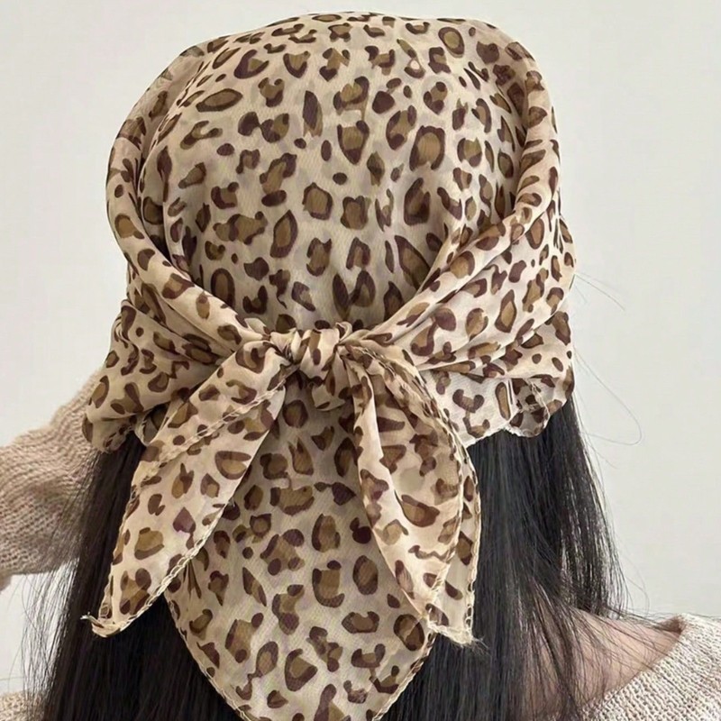 VIC Da Báo Họa Tiết Khăn Lụa Tam Giác Hợp Thời Trang Trùm Đầu Ren đa Năng cho Bữa Tiệc và Lễ Hội