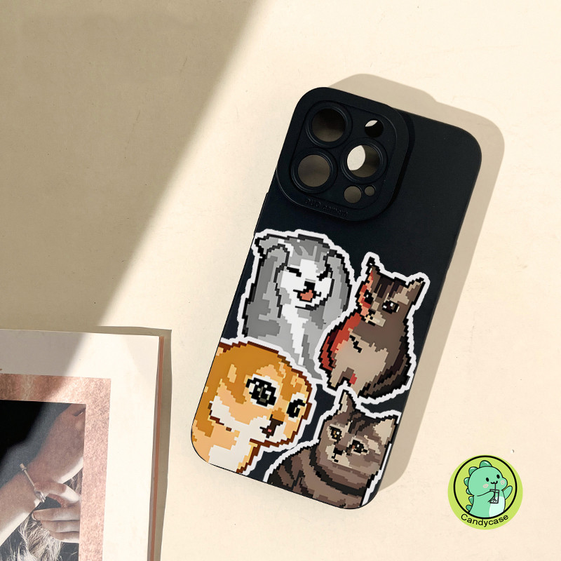 Ốp điện thoại Pixel Cat Meme ngộ nghĩnh cho Redmi K80 K70 K70E K60 K60E K50 K50i K40 K40s K30 K30s K20 Pro Ultra Gaming Ốp lưng mềm chống sốc đơn giản mờ dễ thương