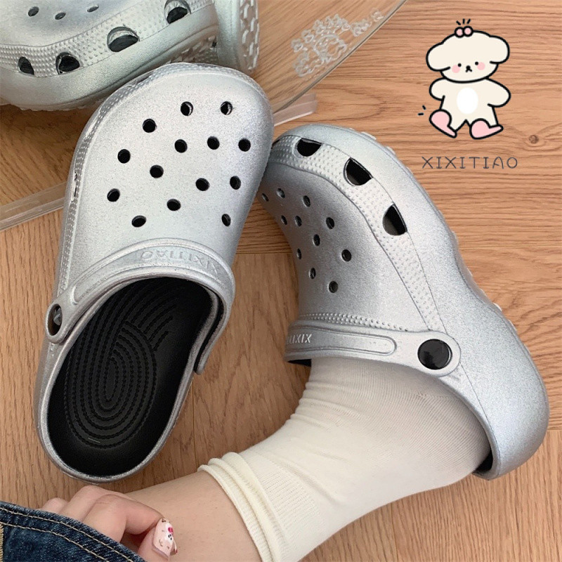 Xixitiao Lỗ Giày Ngoài Trời EVA Influencer Thời Trang Phong Cách Đường Phố ins Hợp Thời Trang Mùa Hè Đế Mềm Nữ Phong Cách Mới Đi Biển