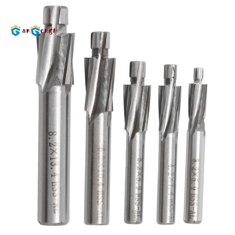 5 Chiếc HSS Counterbore End Mill M3-M8 Pilot Slotting Tool Phay Cutter ...
