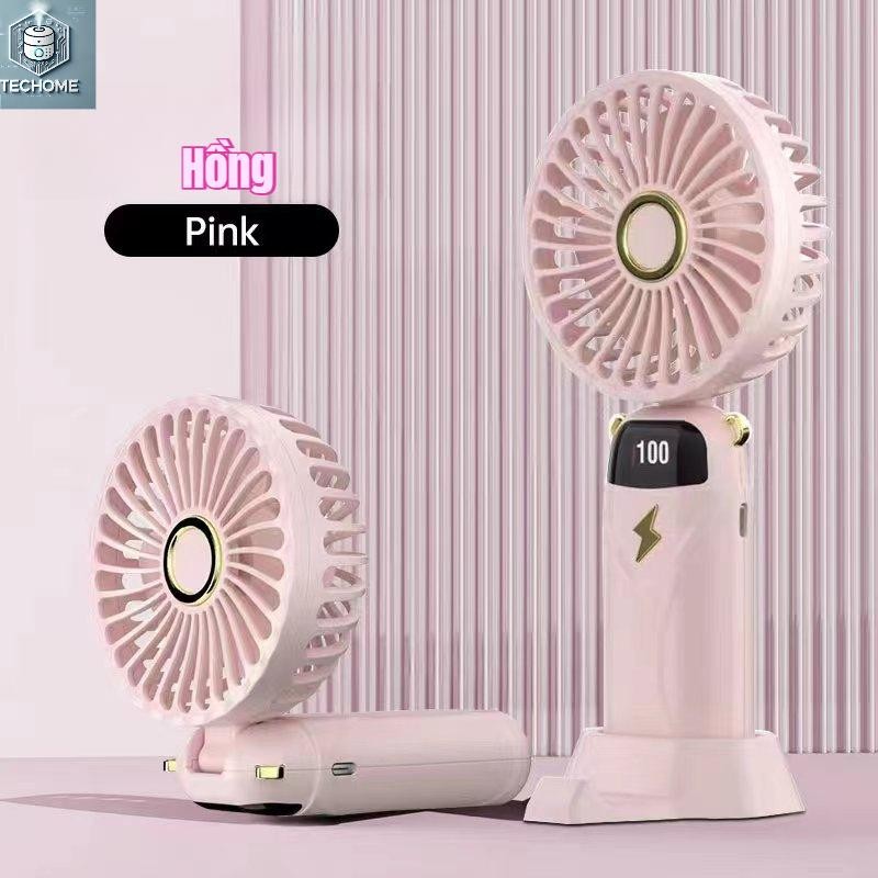 Quạt cầm tay tích điện dung lượng pin 3000 mAh sử dụng 4-8h cầm tay/đeo cổ/kê điện thoại