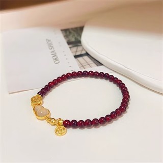 Vòng Tay Giàu Có Garnet Ice Bầu Trong Suốt Vòng Tay Nữ Đính Hạt May Mắn Mới Phong Cách Trung Hoa Phong Cách Retro Cung Điện Phong Cách