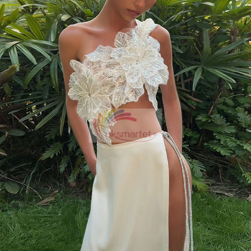 Sản phẩm mới Gợi Cảm Hot Girl Dây Sequin Phối Ren Top Chia Màu Váy Phù Hợp Với