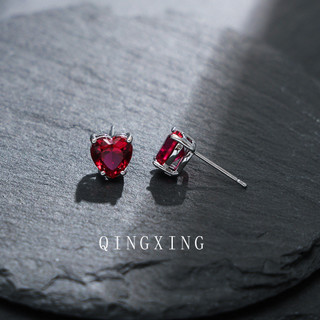 Châu Âu Mỹ ins Phong Cách Mới Tình Yêu Đỏ Bông Tai Corundum Nữ