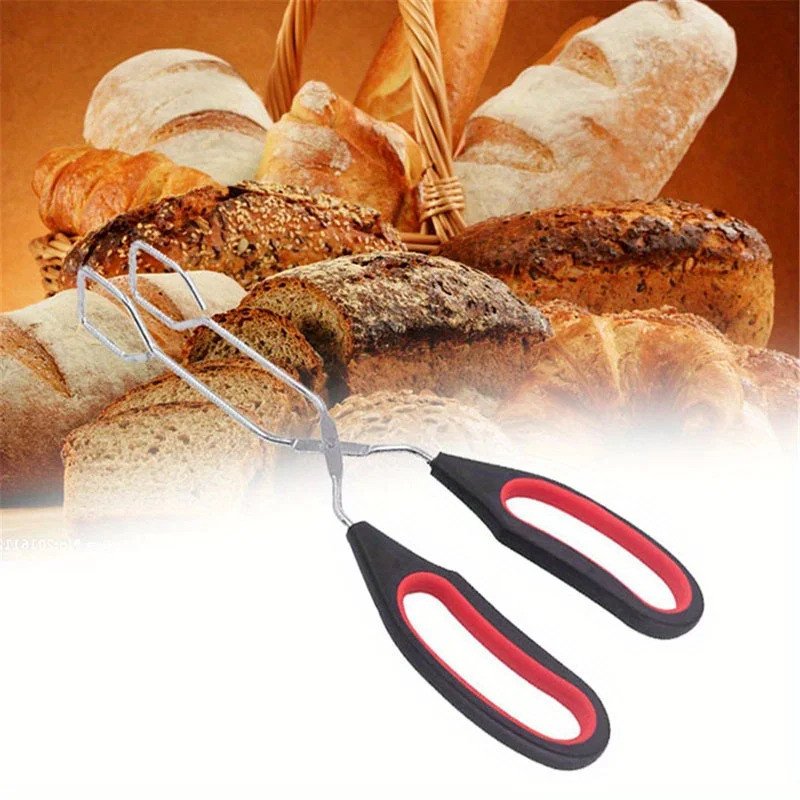 3sizes Thịt Nướng Kéo Tông Chống Trơn Trượt Nướng Thực Phẩm Bánh Mì Tông Kim Loại BBQ Nướng Kẹp Với Tay Cầm Dài Phụ Kiện Nấu Ăn Nhà Bếp