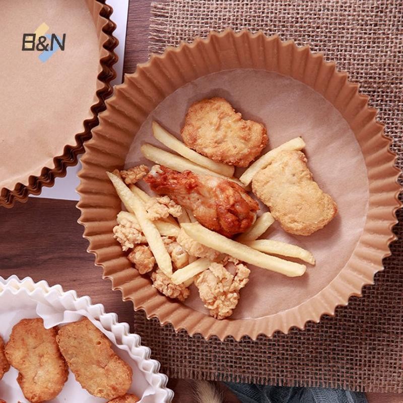 B & N Air Fryer Tấm lót giấy dùng một lần Thảm chống dính Máy hấp giấy tròn Thảm nướng bánh.