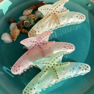 Kovoi / dream Ocean ~ Đầy Màu Sắc Sao Biển Acetate Lấy Kẹp Nữ Thiết Kế Niche Kẹp Cá Mập Mũ Đội Đầu Tóc Ngọt Ngào