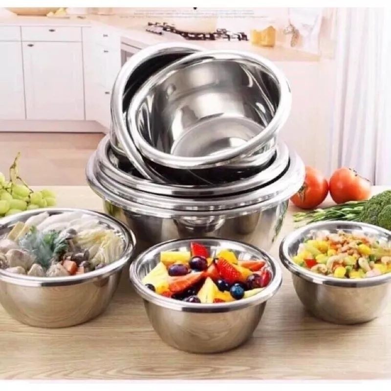 Bát inox Tô inox, chậu inox sâu lòng, siêu dày, đa năng size 18-20-22 ...