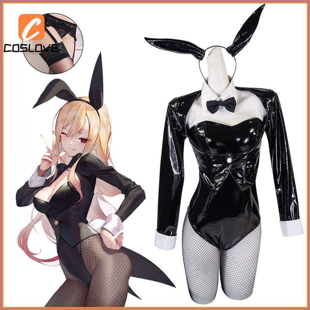 Anime Darling Marin Kitagawa Bunny Girl Cosplay Trọn Bộ Trang Phục Phù Hợp Với Người Phụ Nữ Màu Đen Áo liền quần Cô Gái Dễ Thương Đầm Dự Tiệc Trang Phục Đồng Phục