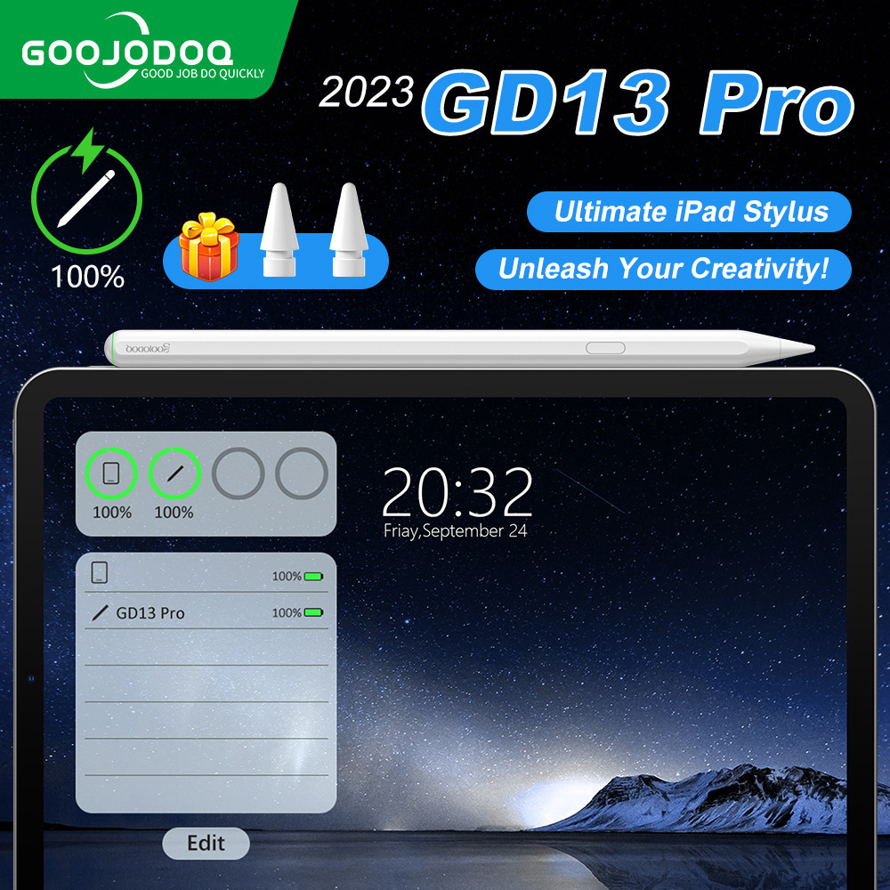 Bút cảm ứng GOOJODOQ GD13 Pro có nút quay lại, tự động tắt nguồn và sạc không dây cho Mini6 Air4/5 10.9 2019 2020 2021 Pro11/12.9