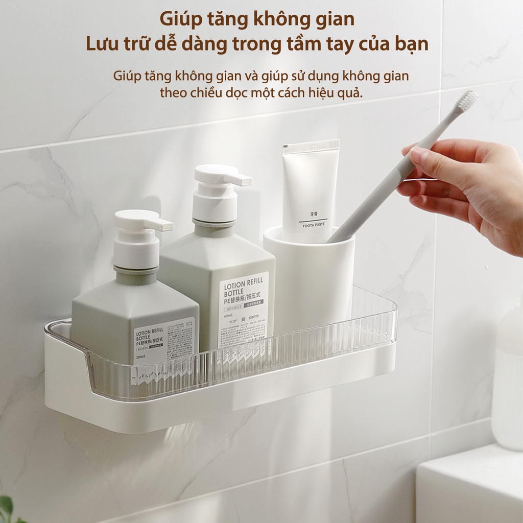 Kệ nhà tắm để đồ cao cấp không cần khoan tường ,lực 7kg+