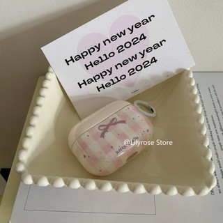 Ốp Lưng Cho AirPods 1 2 3 AirPods Pro2 IMD TPU Sang Trọng Vỏ AirPods Phong Cách Hàn Quốc Nơ Màu Hồng
