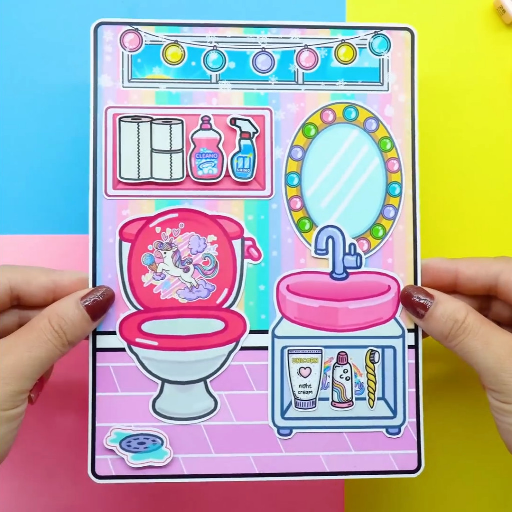 Học liệu bóc dán unicose quite book toca boca đồ chơi thông minh bằng giấy thủ công cho bé gái h24