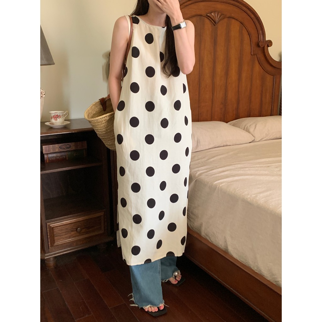 Suxi Pháp Retro Chấm Bi Mùa Hè Mới Rời Đầm Nữ 240503