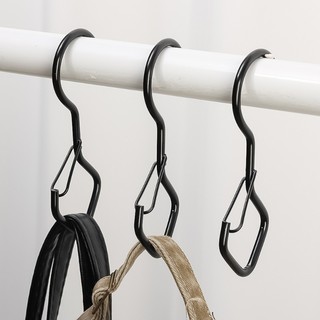 Móc hình chữ S chống gió bằng kim loại bền có khóa - Móc treo khăn quần áo chống rơi - Giá đựng đồ gia dụng