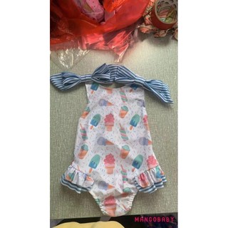 Mg-little Girls Đồ bơi mùa hè không tay Donut / Kem / Bộ đồ tắm xếp nếp in hoa