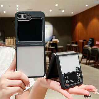 Ốp Lưng Cho Samsung Galaxy Z Flip 6 Flip 5 Flip 4 5G Cứng Acrylic Kim Loại Khóa Trong Suốt Gấp Điện Thoại Cho Samsung Z Flip6 Flip5 Flip4 Flip3 Case